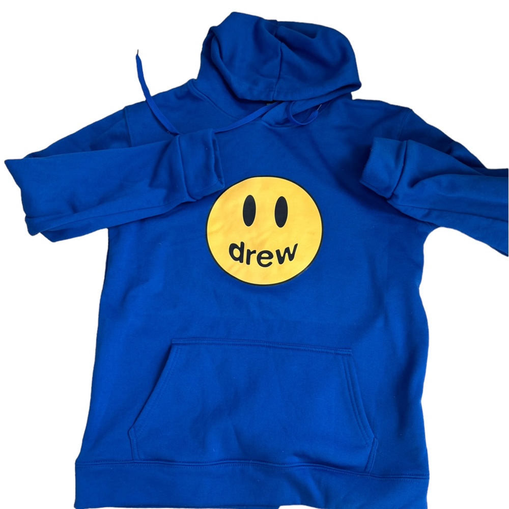 Blue smiley face hoodie. Size extra large